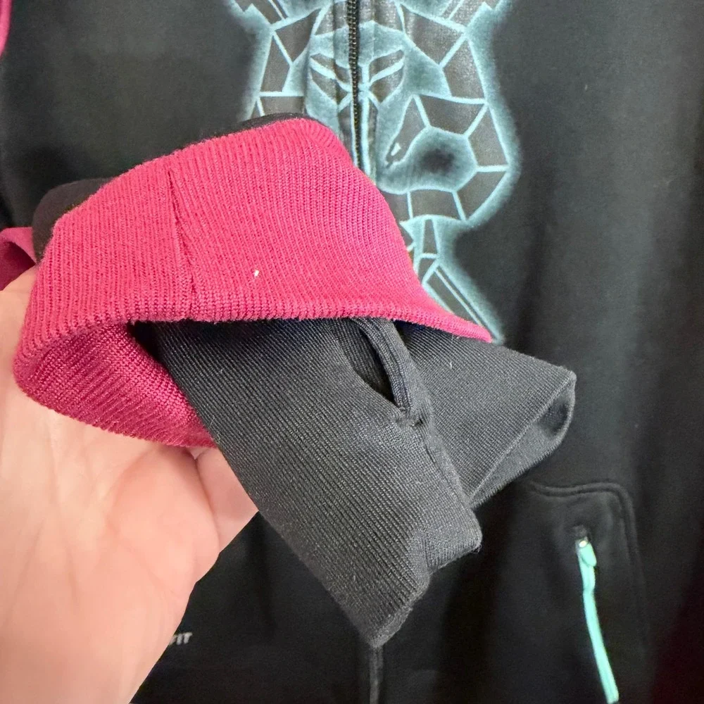 Nike Therma-FIT Hoodie Womens Medium Black Magenta Skull Full Zip Sweatshirt